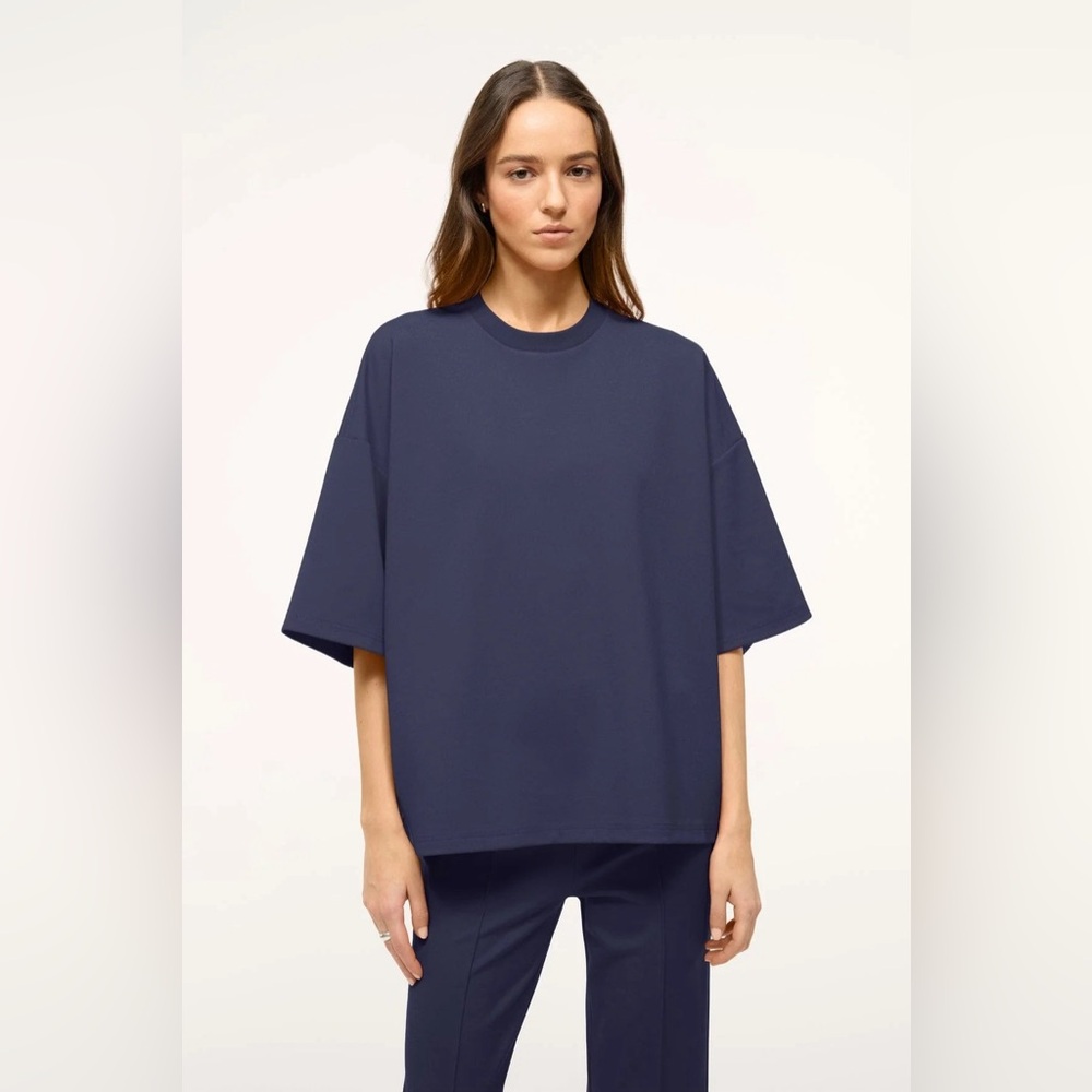 nwt STAUD Capsule Top in Navy Ponte Fabric Size M/L